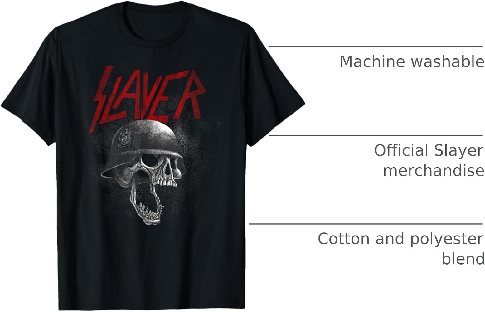 Amazon.com: Slayer – War Skull Helmet T-Shirt : Clothing